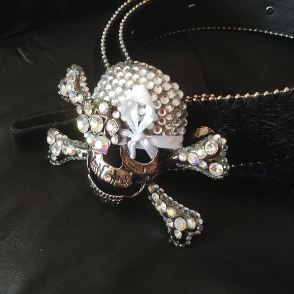 Pirate skull belt with crystal insets - slay the Halloween costume contest!